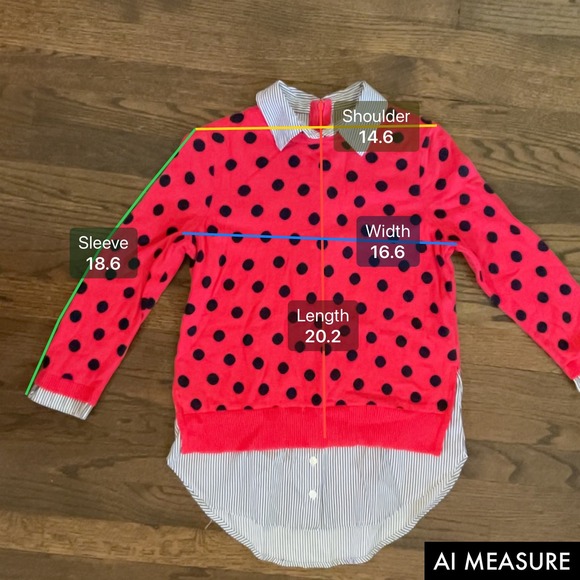 Crown & Ivy Red Sweater Built in Button Shirt underneath womens XS - Picture 8 of 8